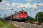 151 149-2 & 151 103-9 DB Schenker Rail Deutschland AG mit einem Falns Ganzzug in Vietznitz und fuhren in Richtung Paulinenaue weiter. 22.06.2012