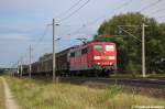 151 078-3 DB Schenker Rail Deutschland AG mit einem gemischtem Güterzug bei Rathenow und fuhr in Richtung Stendal weiter.