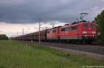 151 076-7 & 151 049-4 DB Schenker Rail Deutschland AG mit dem GM 60225 von Hansaport nach Ziltendorf EKO in Vietznitz. 21.05.2013