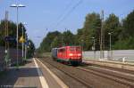 151 165-8 DB Schenker Rail Deutschland AG mit der Wagenlok RBH 111 (143 911-6) in Bienenbüttel und fuhr weiter in Richtung Uelzen. 05.09.2014