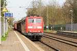 151 058-5 DB Cargo mit einem gemischtem Güterzug in Bienenbüttel und fuhr weiter in Richtung Uelzen. 31.03.2017