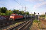 152 009-7 DB Schenker Rail Deutschland AG mit dem MegaCombi in Rathenow und fuhr in Richtung Stendal weiter. 12.06.2012
