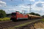152 118-6 DB Schenker Rail Deutschland AG mit einem Tds Ganzzug der Firma skw Piesteritz in Satzkorn und fuhr in Richtung Priort weiter.