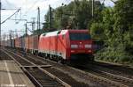 152 018-8 DB Schenker Rail Deutschland AG mit einem Containerzug in Hamburg-Harburg. 13.09.2012