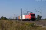 152 091-5 DB Schenker Rail Deutschland AG mit einem Containerzug in Vietznitz und fuhr in Richtung Nauen weiter. 05.09.2013