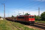 br-6155-dr-250/199246/155-229-8-db-schenker-rail-deutschland 155 229-8 DB Schenker Rail Deutschland AG mit leeren Autotransportzug in Priort, in Richtung Golm unterwegs. 26.05.2012