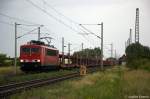155 245-4 DB Schenker Rail Deutschland AG mit leeren Autotransportzug in Demker und fuhr in Richtung Magdeburg weiter. 15.06.2012