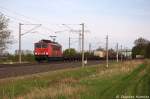 br-6155-dr-250/264893/155-201-7-db-schenker-rail-deutschland 155 201-7 DB Schenker Rail Deutschland AG mit einem gemischtem Gterzug in Vietznitz und fuhr in Richtung Friesack weiter. 03.05.2013