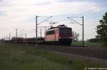 br-6155-dr-250/268160/155-107-6-db-schenker-rail-deutschland 155 107-6 DB Schenker Rail Deutschland AG mit einem Samms Ganzzug in Vietznitz und fuhr in Richtung Nauen weiter. 15.05.2013