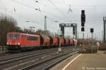 155 096-1 DB Schenker Rail Deutschland AG mit einem Kalizug in Magdeburg-Neustadt und fuhr in Richtung Hauptbahnhof weiter. 30.11.2013