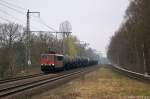 155 261-1 DB Schenker Rail Deutschland AG mit einem Kesselzug in Röntgental und fuhr in Richtung Eberswalde weiter. 28.03.2014