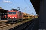 155 097-9 DB Schenker Rail Deutschland AG mit einem Harnstoffzug in Stendal und fuhr weiter in Richtung Wittenberge. 28.08.2014