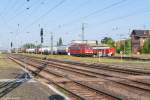br-6155-dr-250/445186/155-004-5-db-schenker-rail-deutschland 155 004-5 DB Schenker Rail Deutschland AG mit einem gemischtem Güterzug in Stendal und fuhr weiter in Richtung Rathenow. 07.08.2015