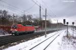 Die Dresdnerin 182 018-2 donnerte als Lz durch Rathenow und fuhr in Richtung Stendal weiter. 11.12.2012
