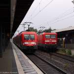 Im Brandenburger Hbf trafen sich die 112 184-7 mit dem RE1 (RE 18187) von Brandenburg Hbf nach Frankfurt(Oder) und die 182 002-6 mit dem RE1 (RE 18122) von Frankfurt(Oder) nach Magdeburg Hbf. 27.05.2014