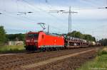 185 180-7 DB Schenker Rail Deutschland AG mit einem gemischtem Güterzug in Satzkorn, in Richtung Priort unterwegs. 26.05.2012