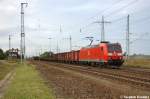 185 015-5 DB Schenker Rail Deutschland AG mit einem gemischtem Gterzug in Satzkorn und fuhr in Richtung Golm weiter.