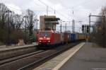 185 181-5 DB Schenker Rail Deutschland AG mit einem Containerzug in Uelzen und fuhr weiter in Richtung Lüneburg.