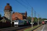 185 548-6 ITL Eisenbahn GmbH mit einem Containerzug in Rathenow, in Richtung Stendal unterwegs. 25.05.2012