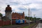 185 519-6 Alpha Trains fr ITL Eisenbahn GmbH mit einem Containerzug in Rathenow und fuhr in Richtung Stendal weiter. 11.06.2012
