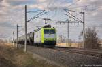 185 543-6 Captrain Deutschland GmbH fr ITL Eisenbahn GmbH mit einem Kesselzug  Umweltgefhrdender Stoff, flssig  in Vietznitz und fuhr in Richtung Nauen weiter.