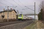 185 543-6 Captrain Deutschland GmbH fr ITL Eisenbahn GmbH mit einem Containerzug in Vietznitz und fuhr in Richtung Friesack weiter. 16.04.2013