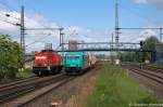 185 633-5 ITL - Eisenbahngesellschaft mbH mit einem Containerzug in Brandenburg und fuhr in Richtung Magdeburg weiter.