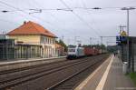 185 691-3 Railpool GmbH für METRANS Rail s.r.o. mit einem Containerzug in Bienenbüttel und fuhr weiter in Richtung Lüneburg. 13.09.2014