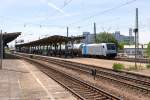 185 671-5 Railpool GmbH für HSL Logistik GmbH mit einem Kesselzug  Benzin oder Ottokraftstoffe  in Magdeburg-Neustadt und fuhr weiter in Richtung Biederitz. 17.06.2015