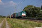 E 186 242-2 ITL Eisenbahn GmbH mit der Wagenlok 186 127-7 und einem Containerzug bei Rathenow und fuhr in Richtung stendal weiter. 22.08.2012