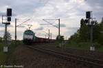 E 186 128 ITL - Eisenbahngesellschaft mbH mit einem Containerzug in Stendal(Wahrburg) und fuhr in Richtung Magdeburg weiter. 24.05.2013
