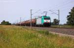 E 186 128 Alpha Trains fr ITL - Eisenbahngesellschaft mbH mit einem Kesselzug  Dieselkraftstoff oder Gasl oder Heizl (leicht)  in Vietznitz und fuhr in Richtung Nauen weiter. 09.07.2013