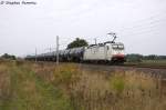 E 186 138 Macquarie European Rail fr ITL - Eisenbahngesellschaft mbH mit einem Kesselzug  Dieselkraftstoff oder Gasl oder Heizl (leicht)  in Vietznitz und fuhr in Richtung Nauen weiter. 08.10.2013