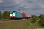 E 186 127 Alpha Trains für ITL - Eisenbahngesellschaft mbH mit einem Containerzug in Stendal und fuhr in Richtung Salzwedel weiter.
