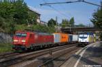 189 006-0 DB Schenker Rail Deutschland AG mit einem Containerzug in Hamburg-Harburg und die 246 007-9  Himmelpforten  metronom Eisenbahngesellschaft mbH mit dem metronom (ME 81512) von Cuxhaven nach