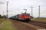 189 062-3 DB Schenker Rail Deutschland AG mit dem KLV  LKW Walter  in Satzkorn und fuhr in Richtung Golm weiter. 25.09.2012