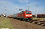 189 011-0 DB Schenker Rail Deutschland AG mit einem Containerzug in Satzkorn und fuhr in Richtung Golm weiter. 02.10.2012