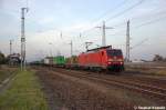 189 005-2 DB Schenker Rail Deutschland AG mit dem KLV  DB SCHENKERhangartner  in Satzkorn und fuhr in Richtung Golm weiter.