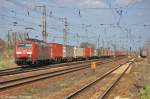 189 013-6 DB Schenker Rail Deutschland AG mit einem Containerzug in Priort und fuhr in Richtung Golm weiter.
