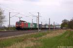 189 017-7 DB Schenker Rail Deutschland AG mit einem Containerzug in Vietznitz und fuhr in Richtung Friesack weiter. 01.05.2013