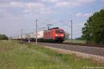 189 019-3 DB Schenker Rail Deutschland AG mit einem KLV in Vietznitz und fuhr in Richtung Nauen weiter. 17.05.2013