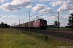 189 009-4 DB Schenker Rail Deutschland AG mit einem Containerzug in Vietznitz und fuhr in Richtung Nauen weiter. Netten Gru an den Tf! 21.06.2013