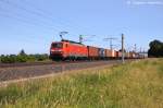 189 007-8 DB Schenker Rail Deutschland AG mit einem Containerzug in Vietznitz und fuhr in Richtung Wittenberge weiter. 09.07.2013
