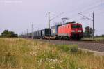 189 060-7 DB Schenker Rail Deutschland AG mit dem KLV  LKW Walter  in Vietznitz und fuhr in Richtung Nauen weiter.