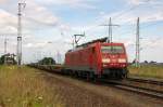 189 021-9 DB Schenker Rail Deutschland AG mit einem Sdggmrs Ganzzug in Satzkorn und fuhr in Richtung Golm weiter. 01.08.2013