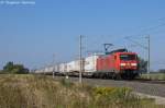 br-6189-siemens-es-64-f4/291470/189-001-1-db-schenker-rail-deutschland 189 001-1 DB Schenker Rail Deutschland AG mit dem KLV 'DB Schenker' in Vietznitz und fuhr in Richtung Nauen weiter. 06.09.2013