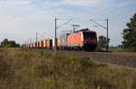 189 007-8 DB Schenker Rail Deutschland AG mit einem Containerzug in Vietznitz und fuhr in Richtung Nauen weiter. 14.09.2013