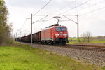 189 062-3 DB Cargo mit einem gemischtem Güterzug in Nennhausen und fuhr weiter in Richtung Wustermark. 30.04.2016