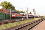 189 061-5 DB Cargo mit einem Autologistikzug in Großwudicke und fuhr weiter in Richtung Stendal.