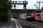 ES 64 F4 - 844 (189 844-4) MRCE Dispolok GmbH fr DB Schenker Rail Deutschland AG mit einem Containerzug aus Maschen in Hamburg-Harburg. 21.07.2012